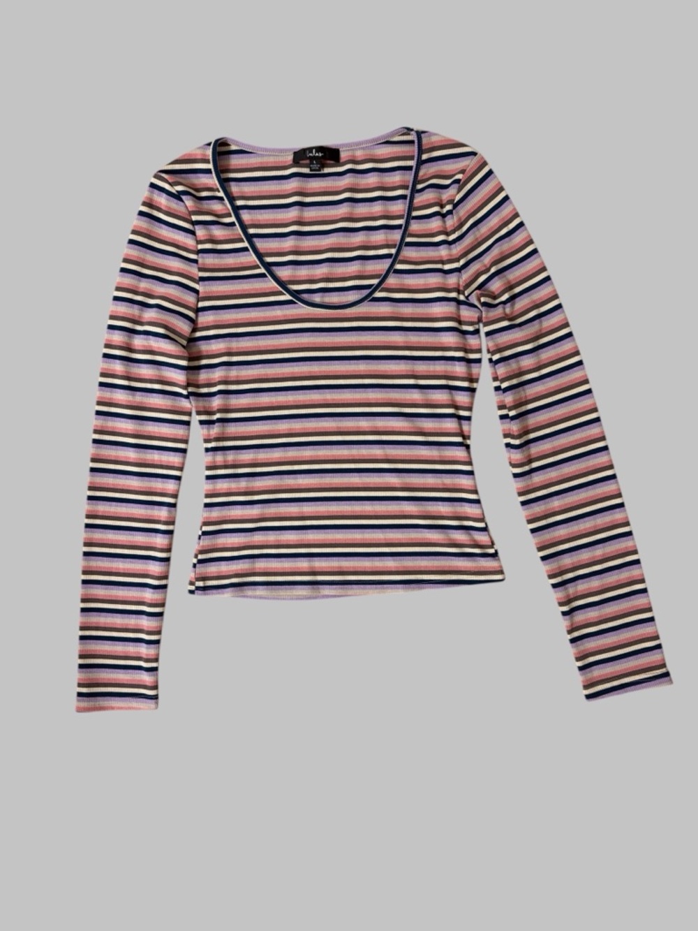 Lulus Constant Aesthetic Purple Multi-Striped Long Sleeve Top - Picture 4 of 9